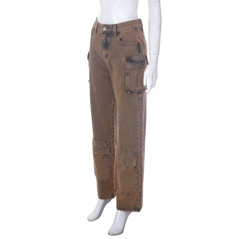 Liu Ming Spring 2023 Women s Clothing Retro High Waist Multi Pocket Cargo Pants Casual Trouser