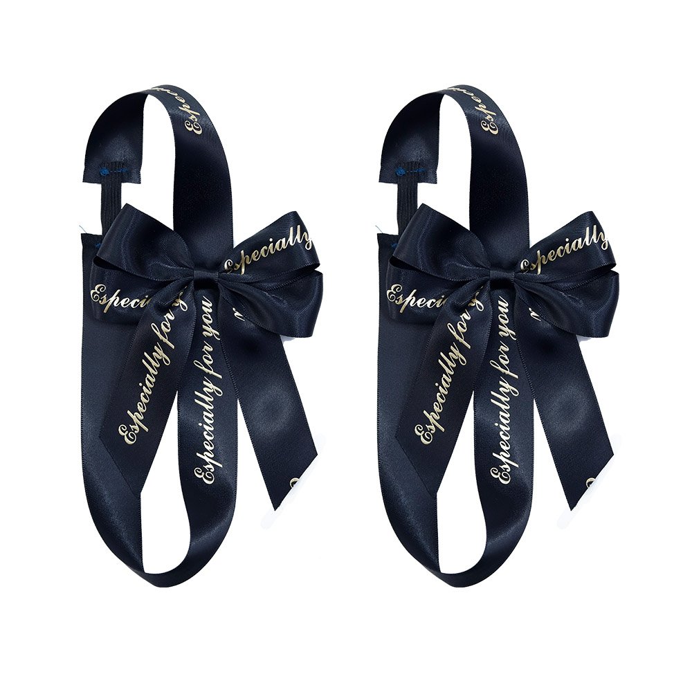 Factory satin bow ribbon with elastic ribbon bows for gift custom pre made stretch ribbon with bow for boxes packing