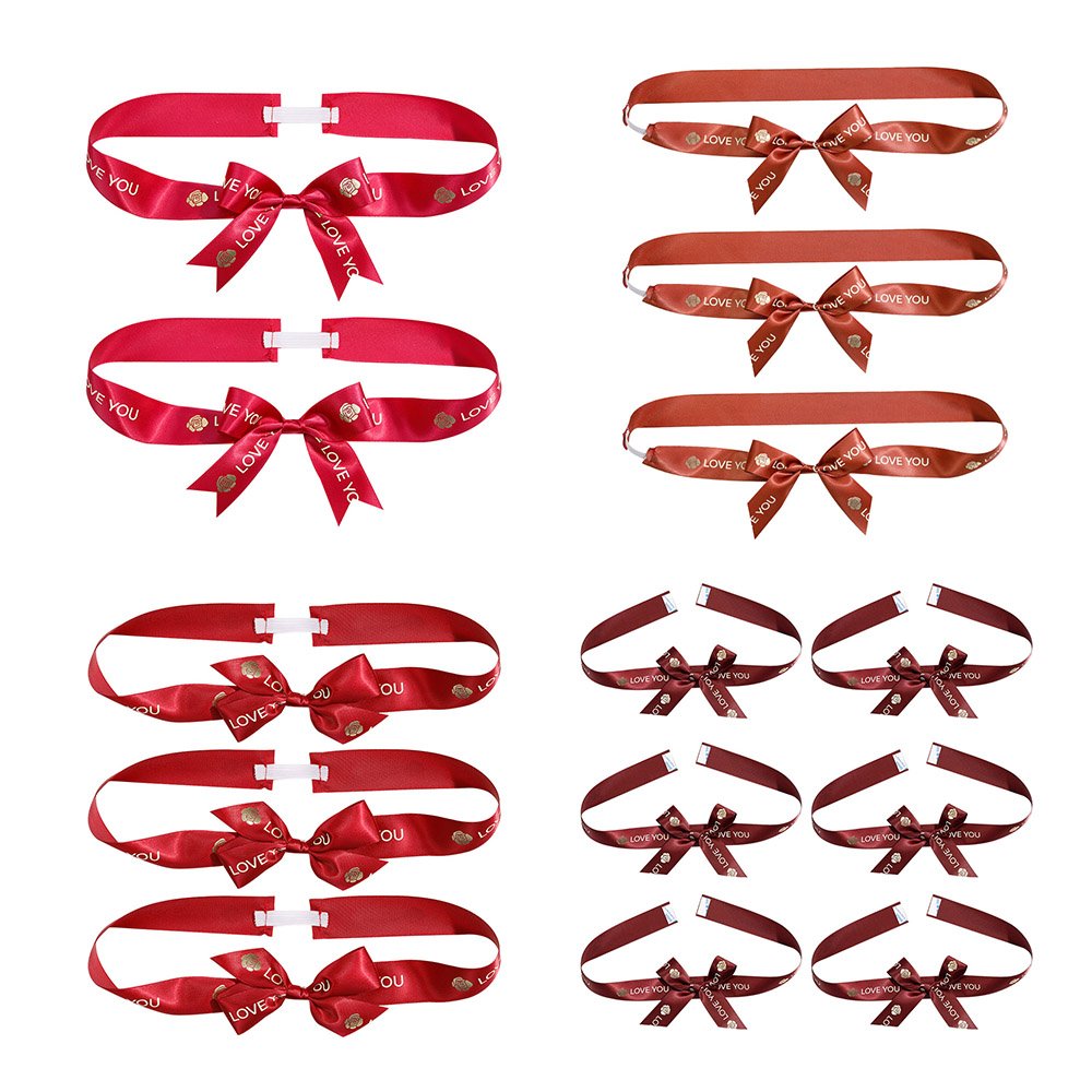 Factory satin bow ribbon with elastic ribbon bows for gift custom pre made stretch ribbon with bow for boxes packing