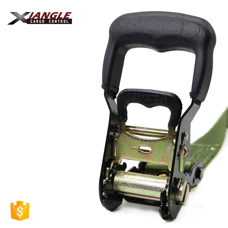 Heavy Duty 1.5" Rubber Coated Ratchet Buckle Handle Cargo Lashing Belt Ratchet Tie Down Straps for Cargo Transportation