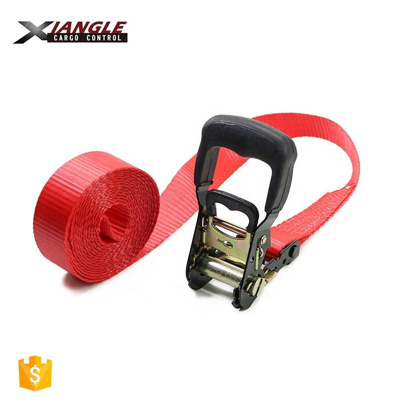 Heavy Duty 1.5" Rubber Coated Ratchet Buckle Handle Cargo Lashing Belt Ratchet Tie Down Straps for Cargo Transportation