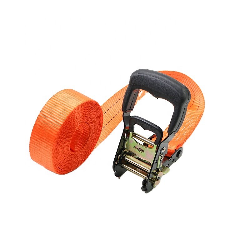 Heavy Duty 1.5" Rubber Coated Ratchet Buckle Handle Cargo Lashing Belt Ratchet Tie Down Straps for Cargo Transportation