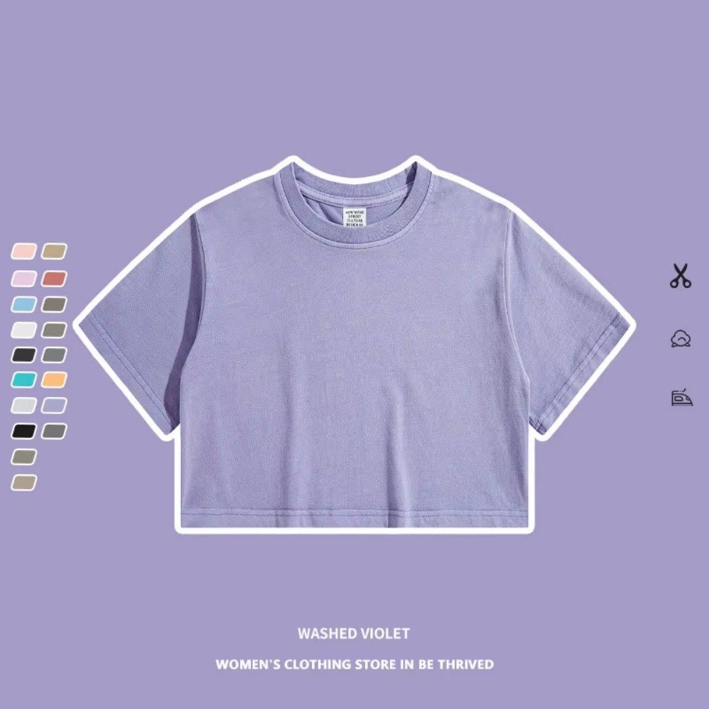 Custom Printing Cotton Oversize Vintage Lose Fitting Crop Top T Shirts Athletic Spandex Baby Pink Gym Cropped Tee Tshirt Women