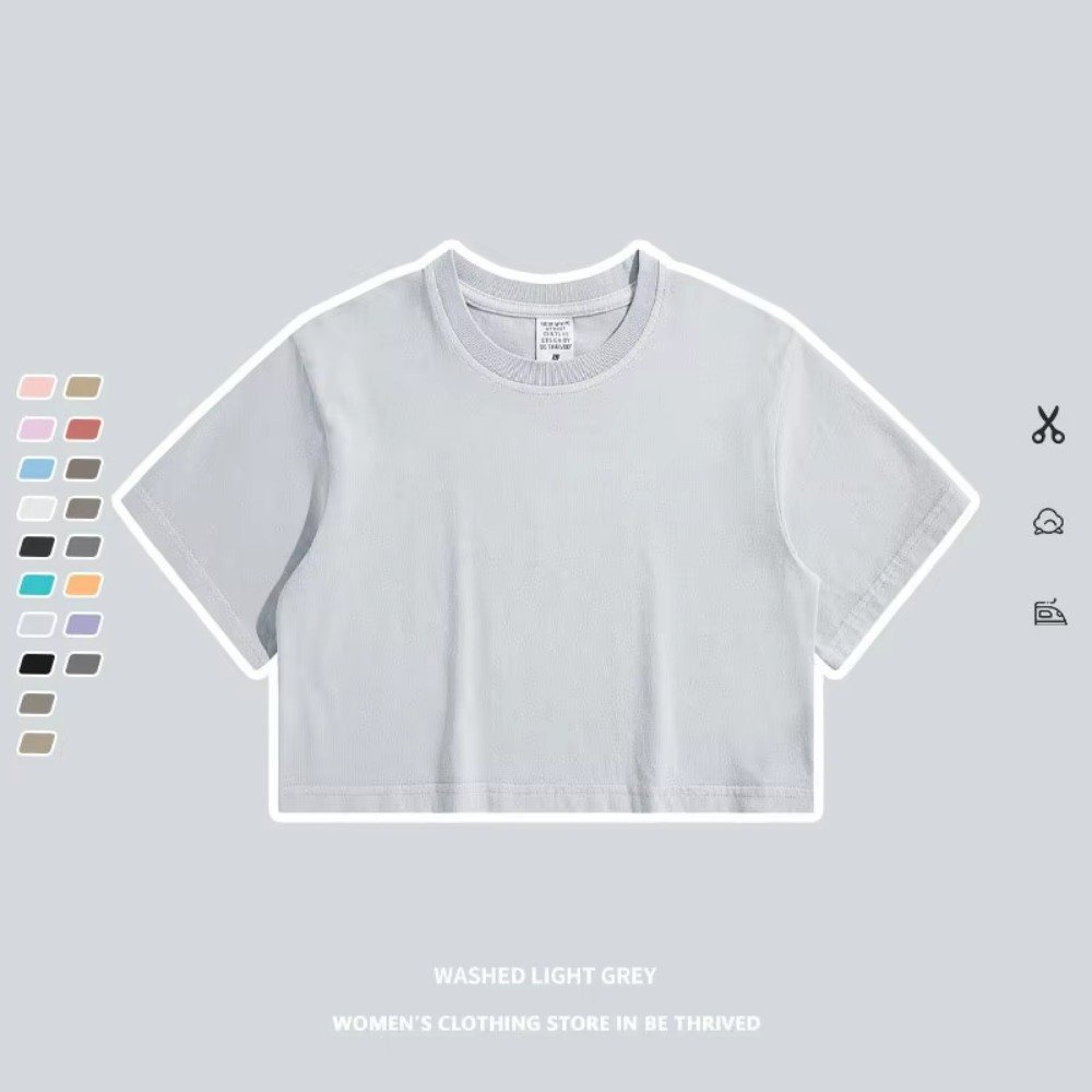 Custom Printing Cotton Oversize Vintage Lose Fitting Crop Top T Shirts Athletic Spandex Baby Pink Gym Cropped Tee Tshirt Women