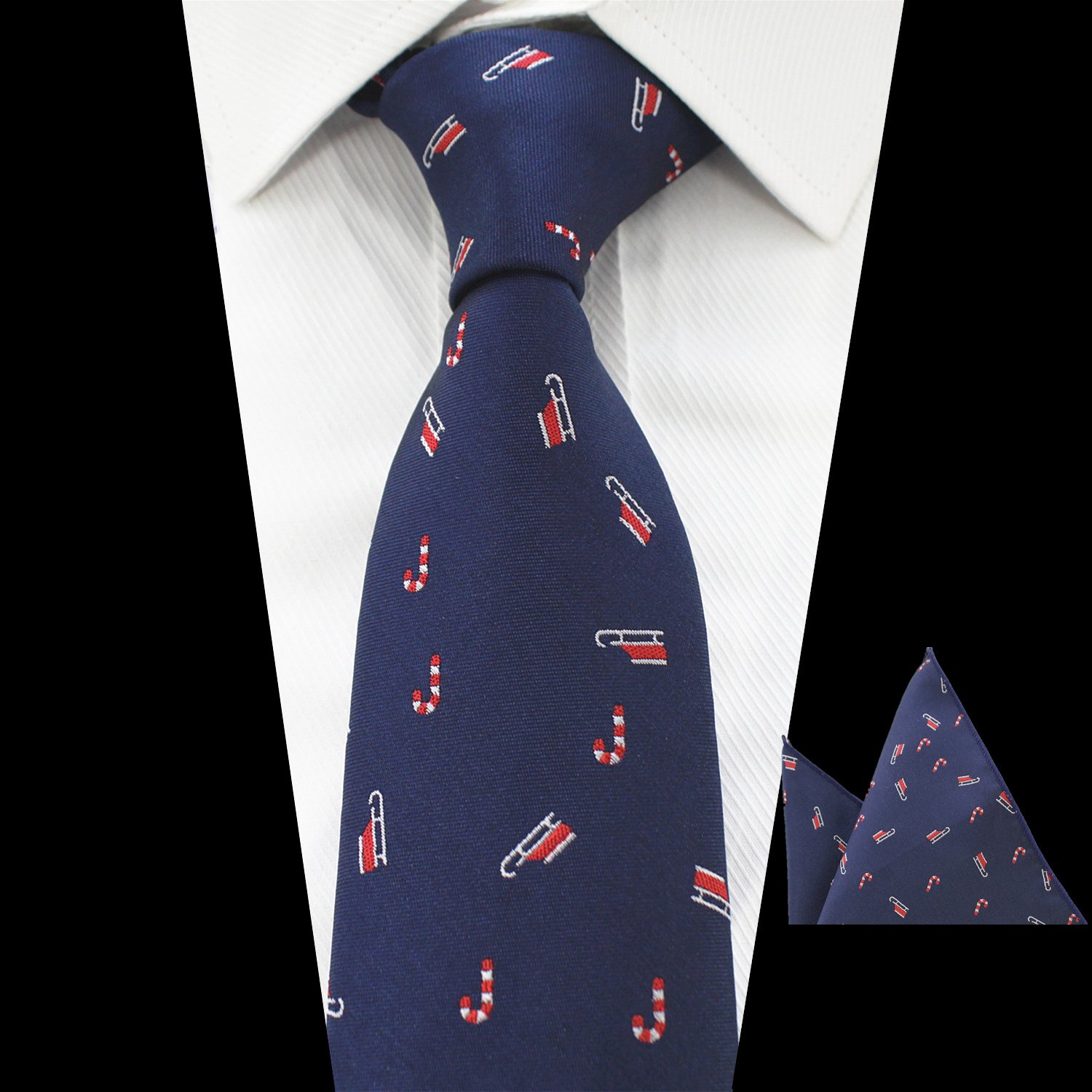 8cm Mens Christmas Tie Set Festival Accessories Christmas Silk Tie for Men Tie Hanky Pocket Square Set