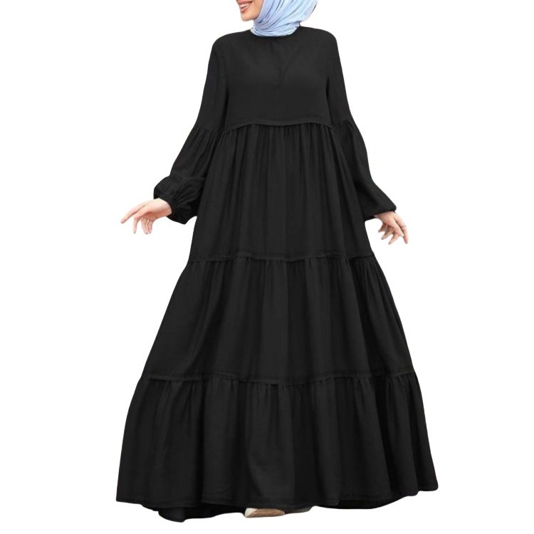 Muslim women's ruffled loose modest dress indonesia dress islamic clothing islamic woman dress