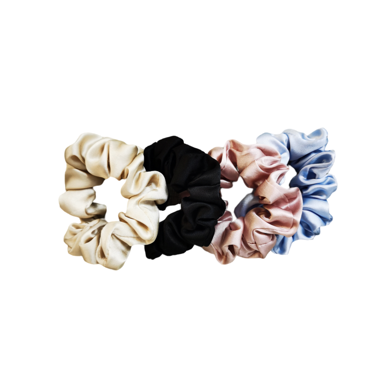 silk Hair Scrunchies Silk Elastic Hair Bands hair ties Skinny Ropes Ponytail Holder mulberry scrunchies for Women Girls