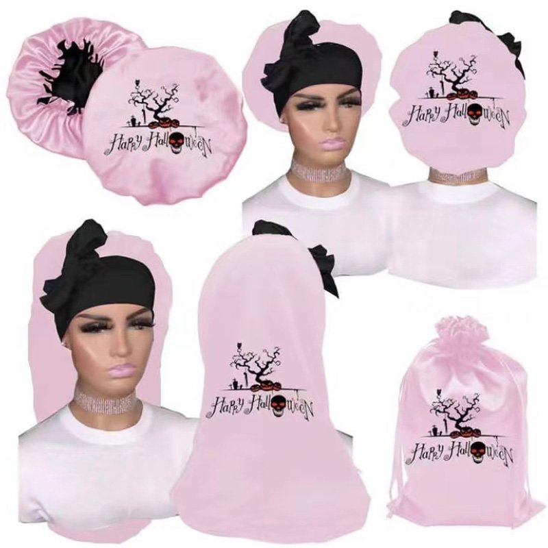 Free Design Satin Braid Long Bonnet Custom Elastic Long Head Tie Silk Hair Bonnet Sleep Bonnets With Logo