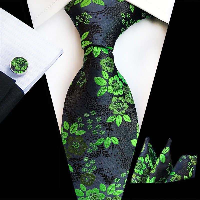 2024 Wholesale Men Ties Italian Hanky Cufflinks Set Luxury Neckties With Pocket Squares Fashion Ties For Men