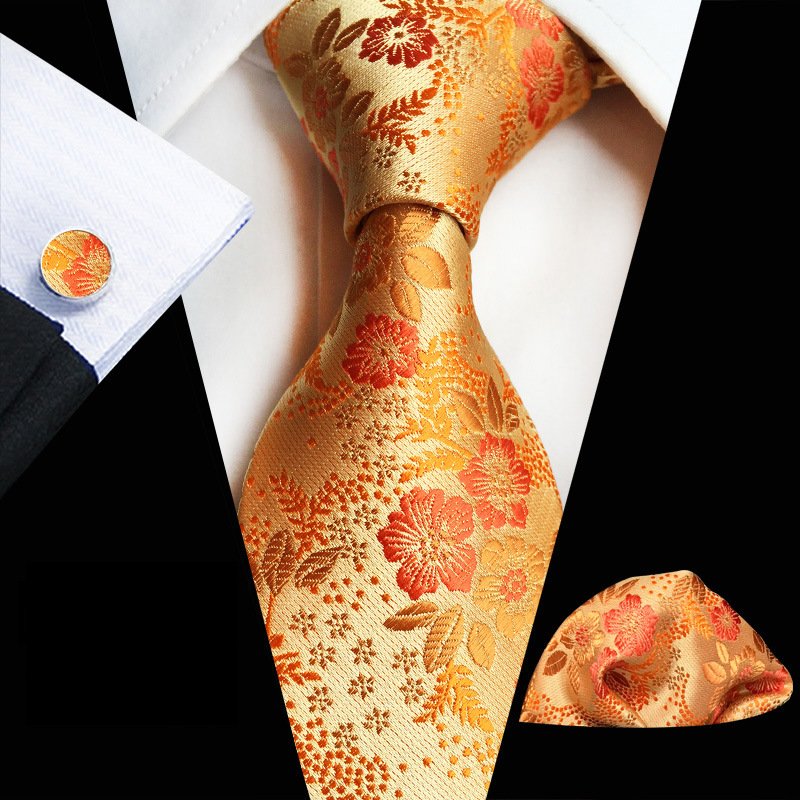 2024 Wholesale Men Ties Italian Hanky Cufflinks Set Luxury Neckties With Pocket Squares Fashion Ties For Men