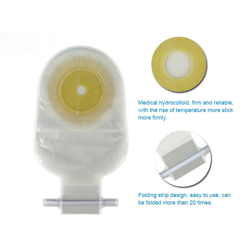 Celecare Factory Supply Hot Sale Stoma Care One Piece Hydrocolloid Base Plate Drainable 65mm Twist Tie Colostomy Pouch