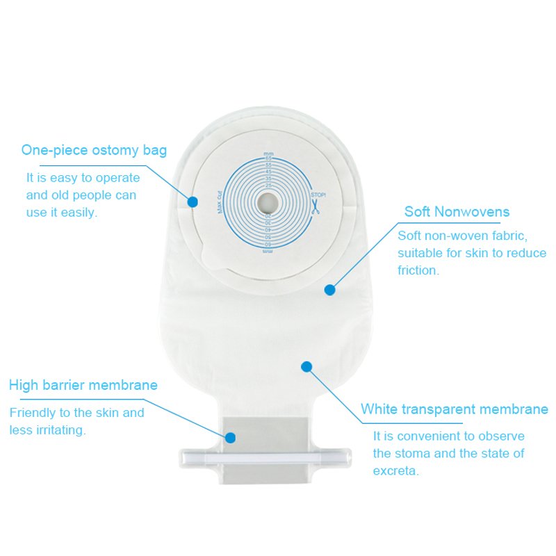 Celecare Factory Supply Hot Sale Stoma Care One Piece Hydrocolloid Base Plate Drainable 65mm Twist Tie Colostomy Pouch