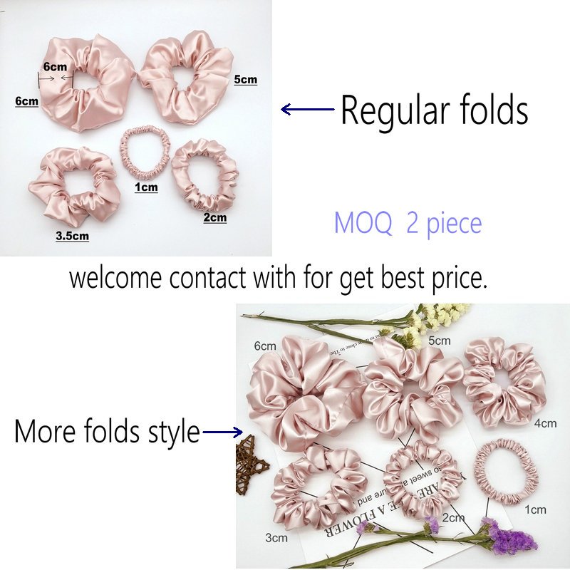Customized logo newest Silk hair elastics 2.5cm big size Silk Hair Scrunchies Luxury 100% 6 A Silk Scrunchies