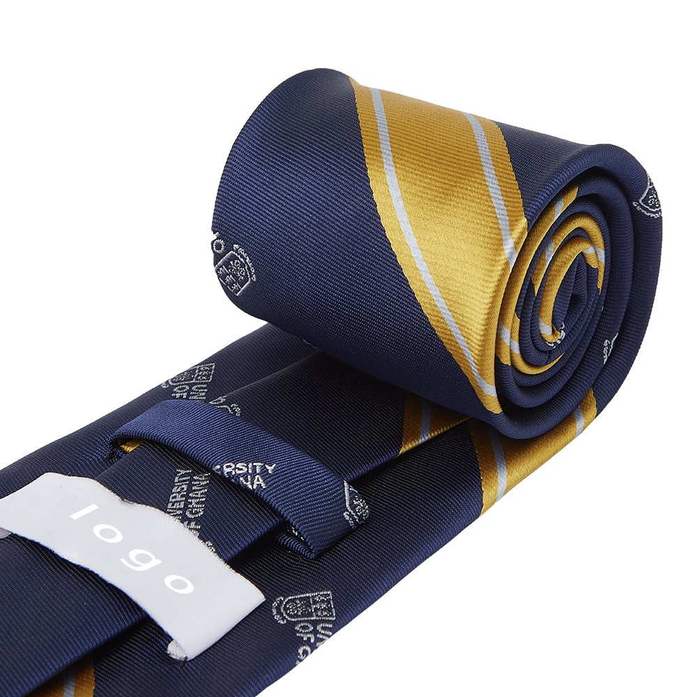 Custom Made School Tie Logo Of 75th Anniversary Univrsity Of Ghana Yellow Stripe Necktie Microfiber Jacquard Neck Ties