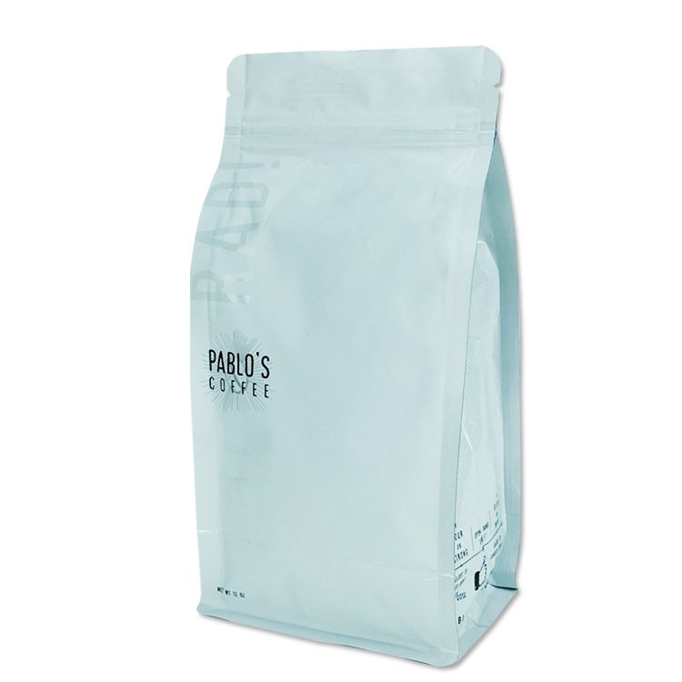 UV Printing Matte White Aluminum Laminated Foil Bag Stand Up Tin Tie Flat Bottom Coffee Pouch With Valve