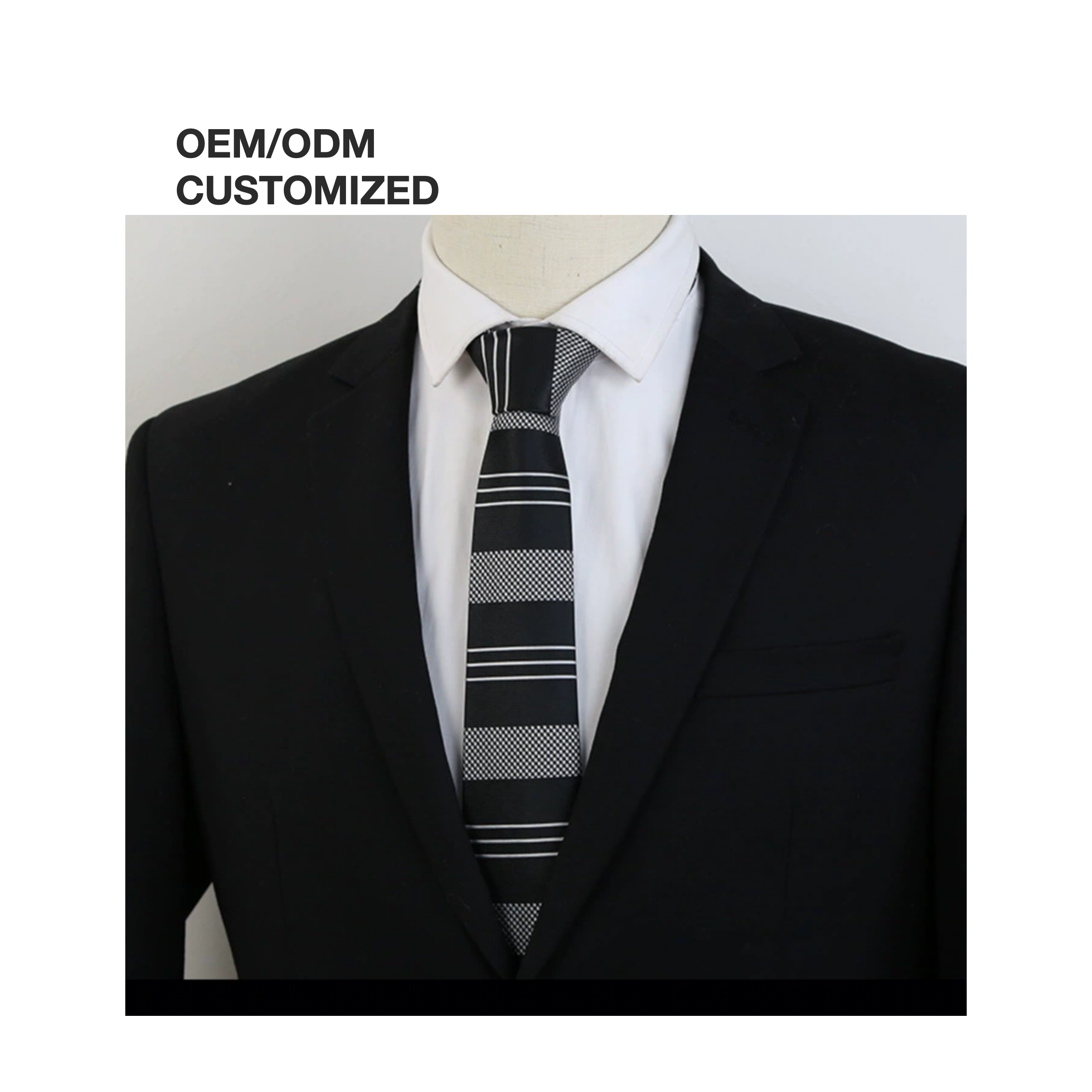 New Arrival Simple Style Business Men Tie Black White Stripe Silk Tie