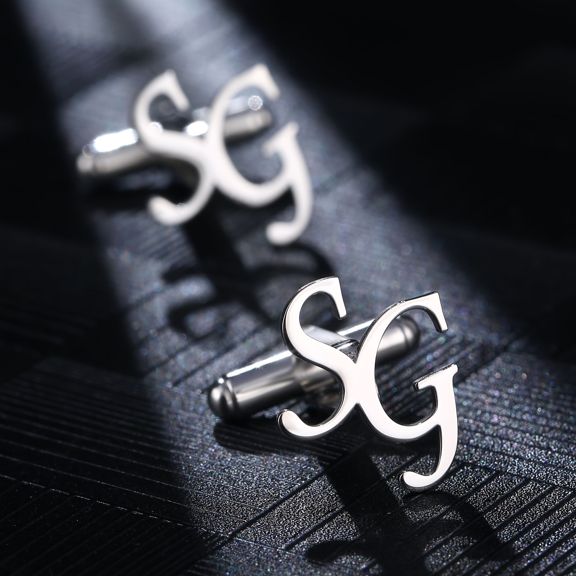 Custom Made Diy English Letter Cufflinks Stainless Steel Silvery Cufflinks For Men