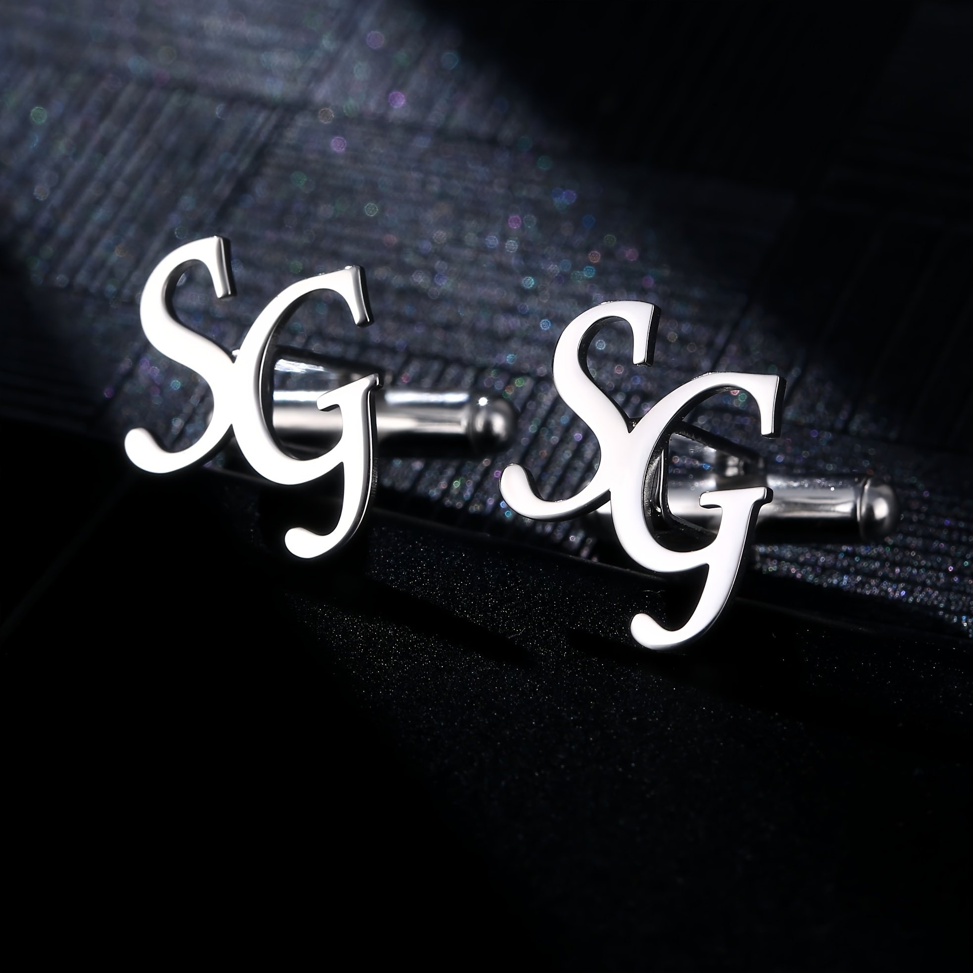 Custom Made Diy English Letter Cufflinks Stainless Steel Silvery Cufflinks For Men
