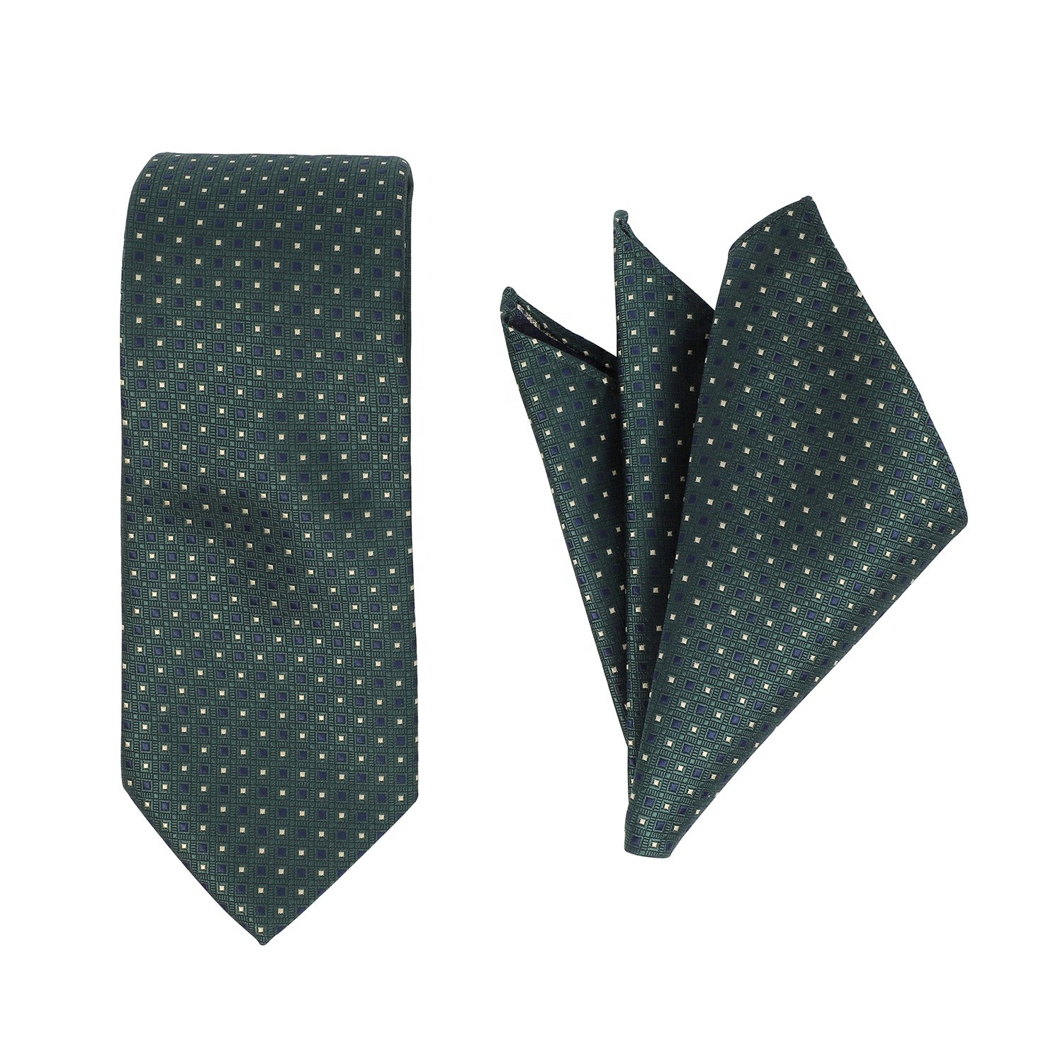High Quality Luxury Handsome Custom Neckties Tie Polyest Man Tie and Embroidery Pocket Square Hanky Gift Set
