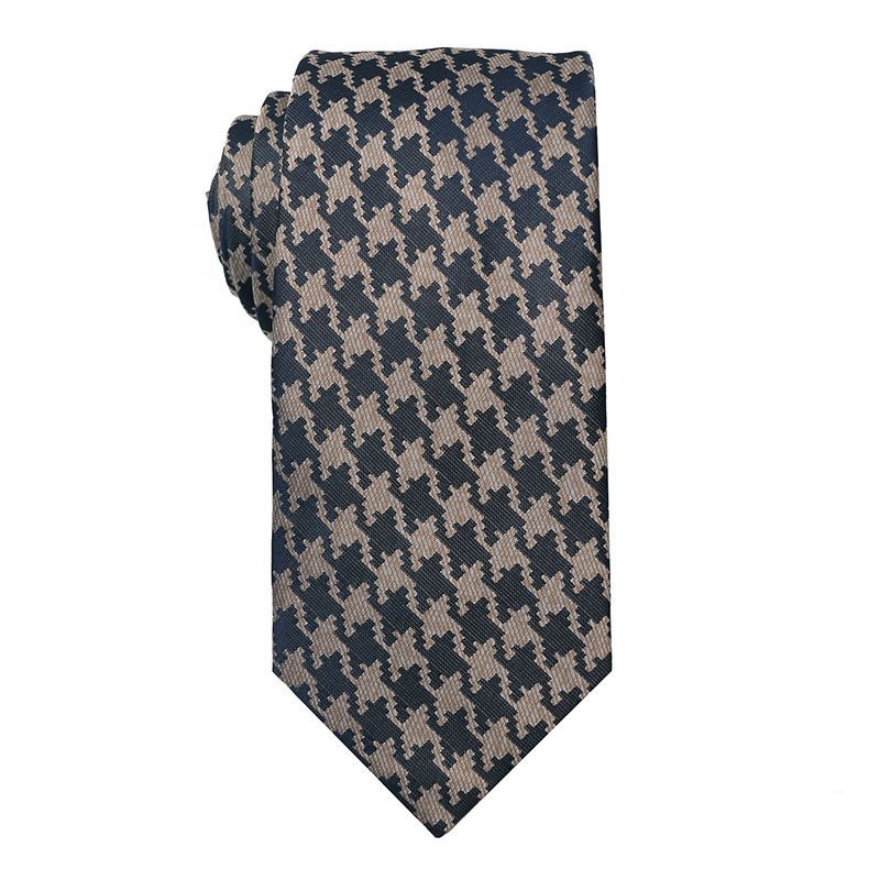 [Hot Sale] Fashionable Khaki Slim Neckties High Quality 100% Polyester Ties For Men Various Designs Option