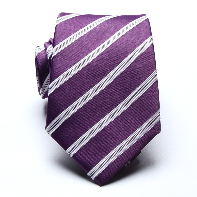 Mini MOQ high quality recycled polyester woven blue white striped design handmade ties men set for man necktie