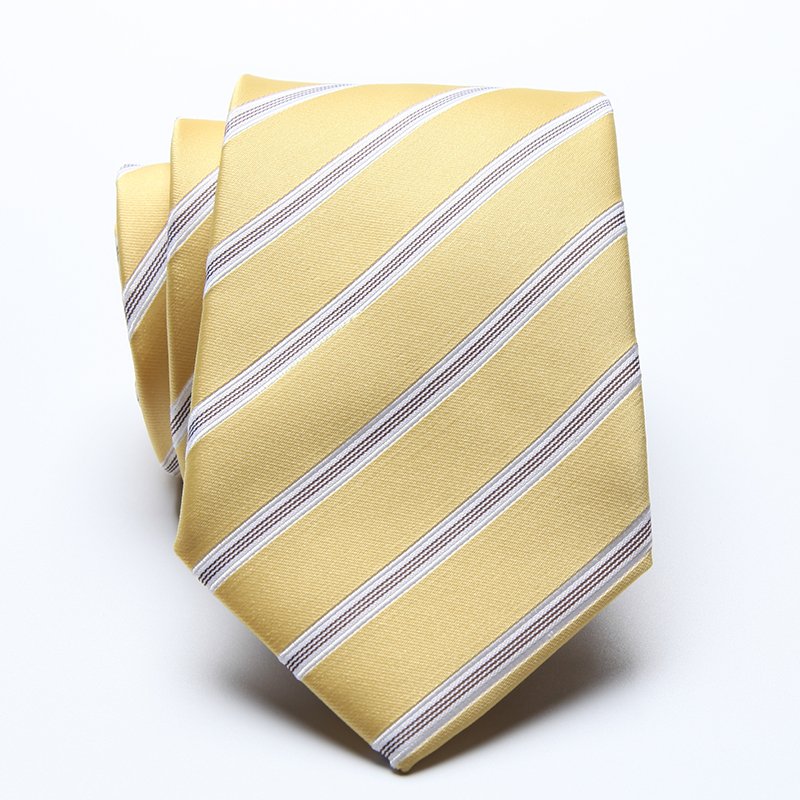 Mini MOQ high quality recycled polyester woven blue white striped design handmade ties men set for man necktie
