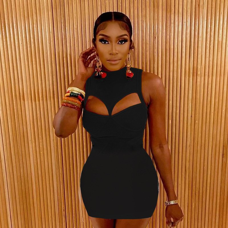 Kilig 2024 New Design Clothing Sexy Exposed Breasts 0 Collar Sleeveless Bodycon Dress Women Mini Dress