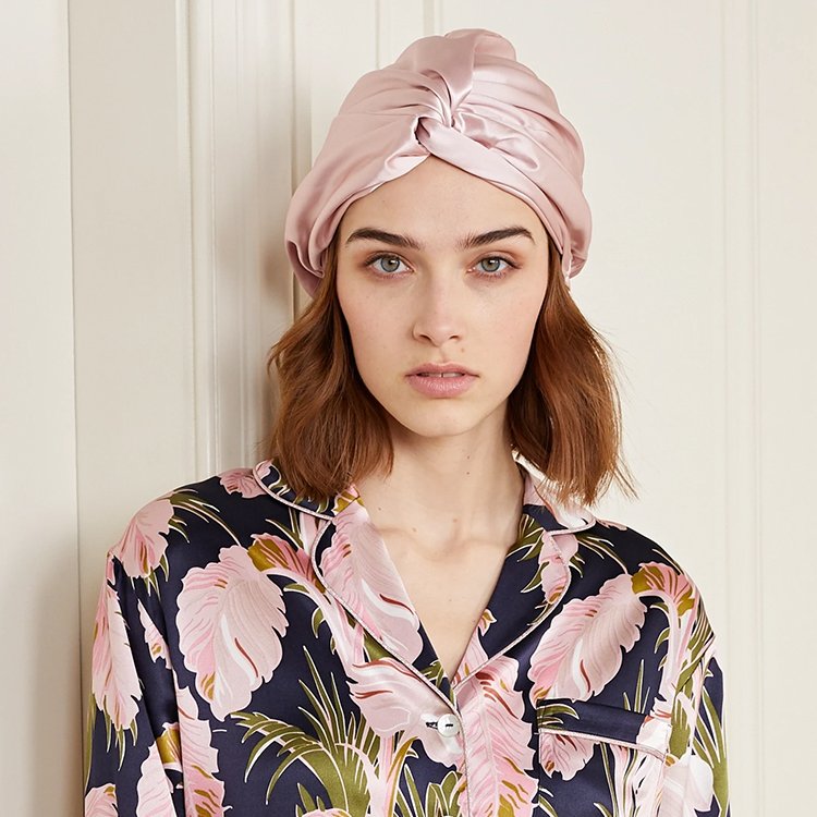 factory wholesale custom logo silk sleeping bonnets hats hair caps 100% pure mulberry silk hair bonnet