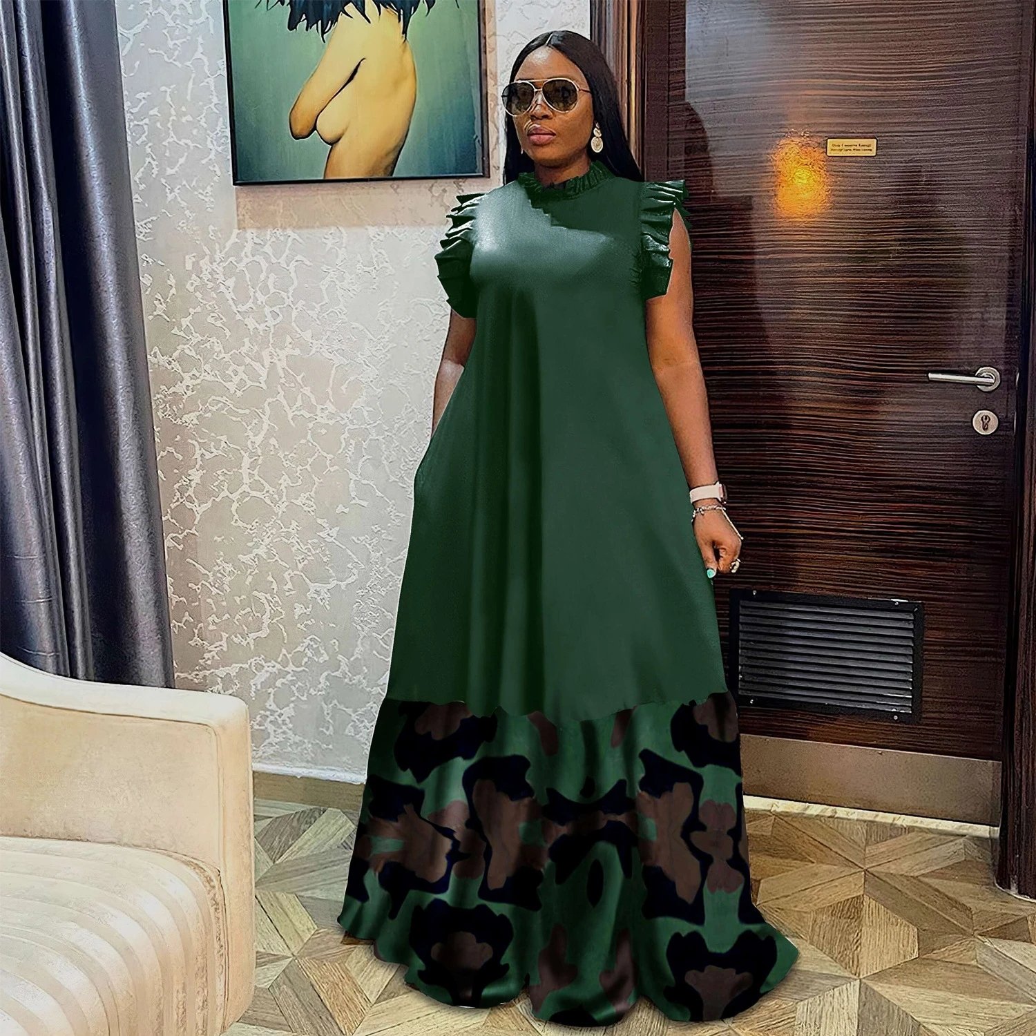 African Print Dresses for Women 2023 Plus Size Evening Party Long Dress Africa Clothing Elegant Kaftan Muslim Summer Maxi Dress