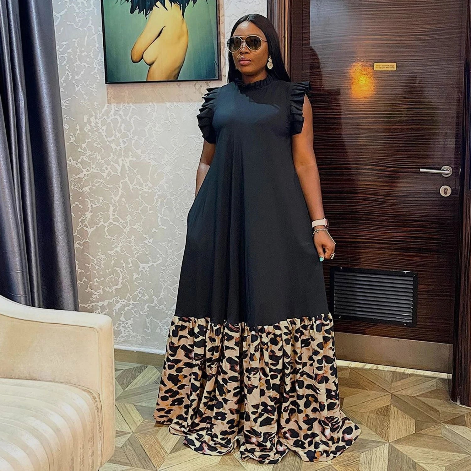 African Print Dresses for Women 2023 Plus Size Evening Party Long Dress Africa Clothing Elegant Kaftan Muslim Summer Maxi Dress