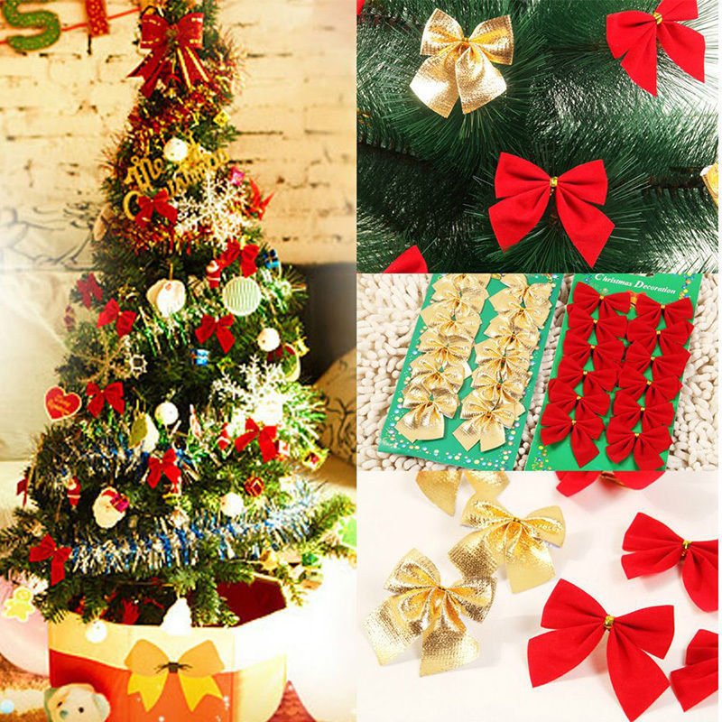 5.5cm Cheap Red Gold Bowknot Christmas Bows Ties For Christmas Tree Decoration