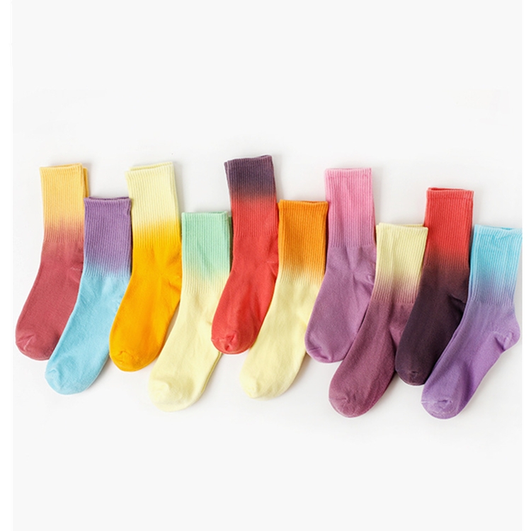Cotton Dangle Dye Gradient Tube Sock Tie-Dye Men Women Grip Colorful Cotton Tie Dye Skate Wholesale Socks