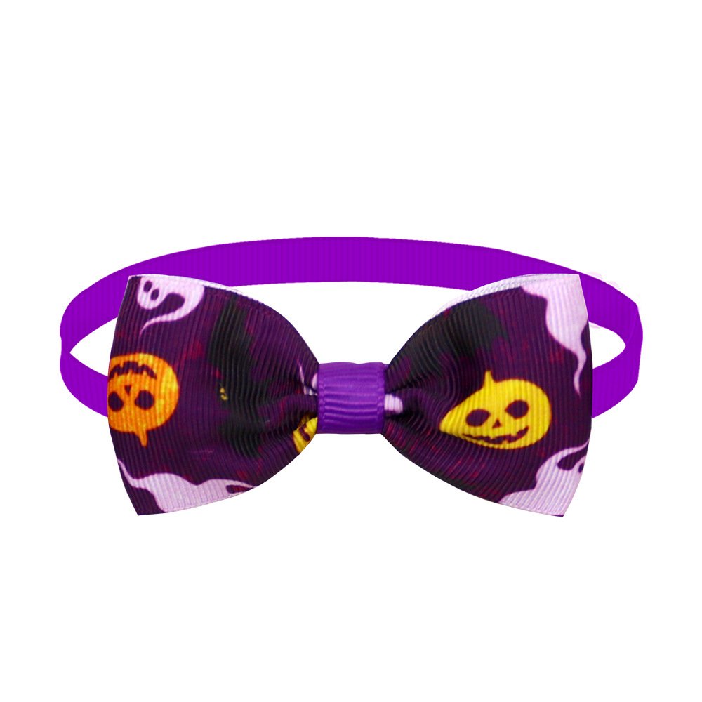 Hot Sale Halloween Decorations Pet Pumpkin Bow Multi-color Adjustable Polyester Dog Bow Ties