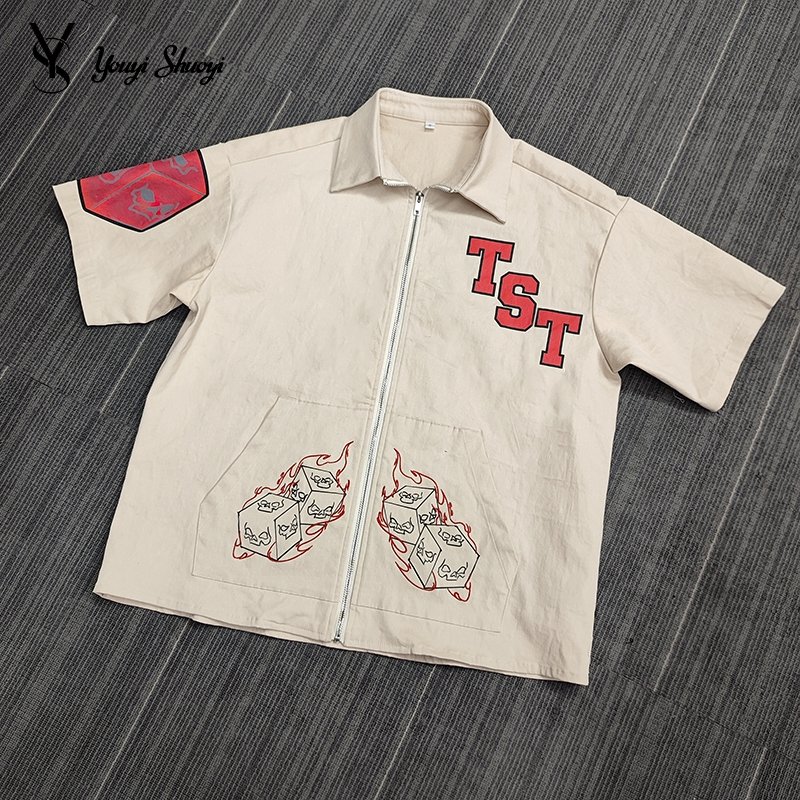 streetwear mens polyester short set nylon summer two piece shorts and shirt set