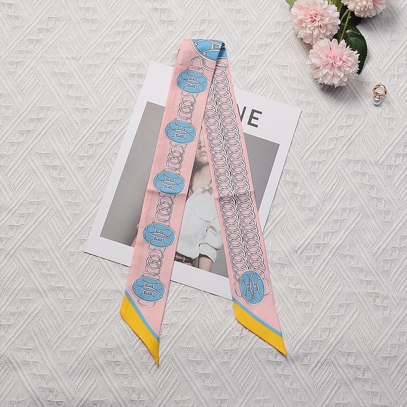 Custom Pattern Luxury Twill 100% Mulberry Silk Hair Band Neck Skinny Tie Bag Scarf Digital Printed Foulard