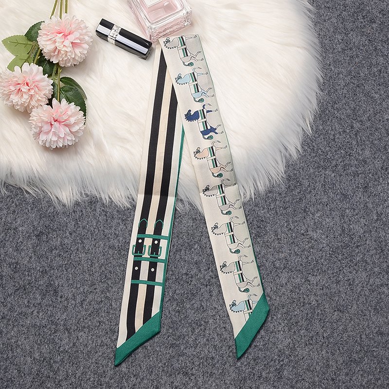 Custom Pattern Luxury Twill 100% Mulberry Silk Hair Band Neck Skinny Tie Bag Scarf Digital Printed Foulard