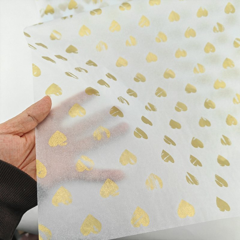 50x75cm Golden Love Wrapping Tissue Paper with Golden Stars and Gold Dot on Black Background Bio-Degradable for Packaging Ties