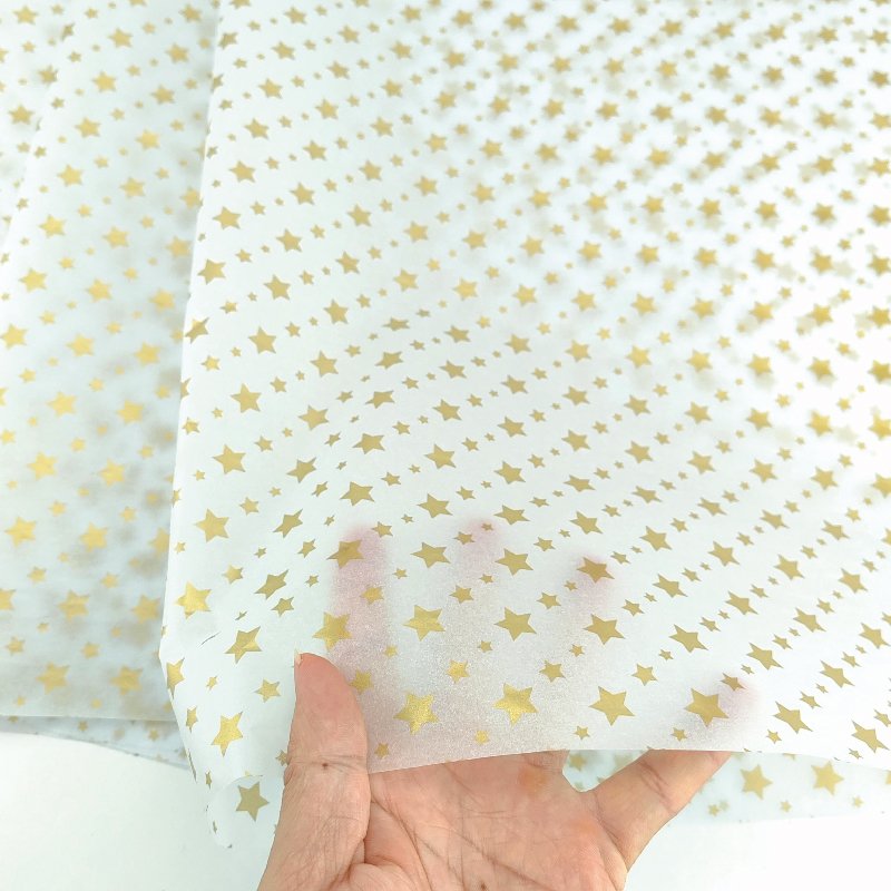 50x75cm Golden Love Wrapping Tissue Paper with Golden Stars and Gold Dot on Black Background Bio-Degradable for Packaging Ties