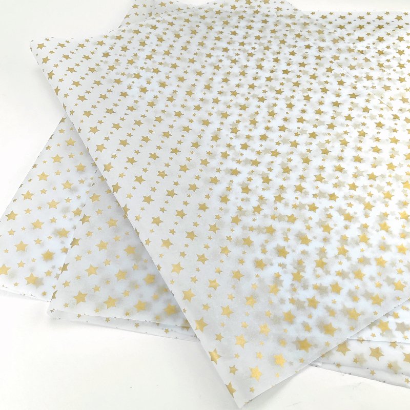 50x75cm Golden Love Wrapping Tissue Paper with Golden Stars and Gold Dot on Black Background Bio-Degradable for Packaging Ties