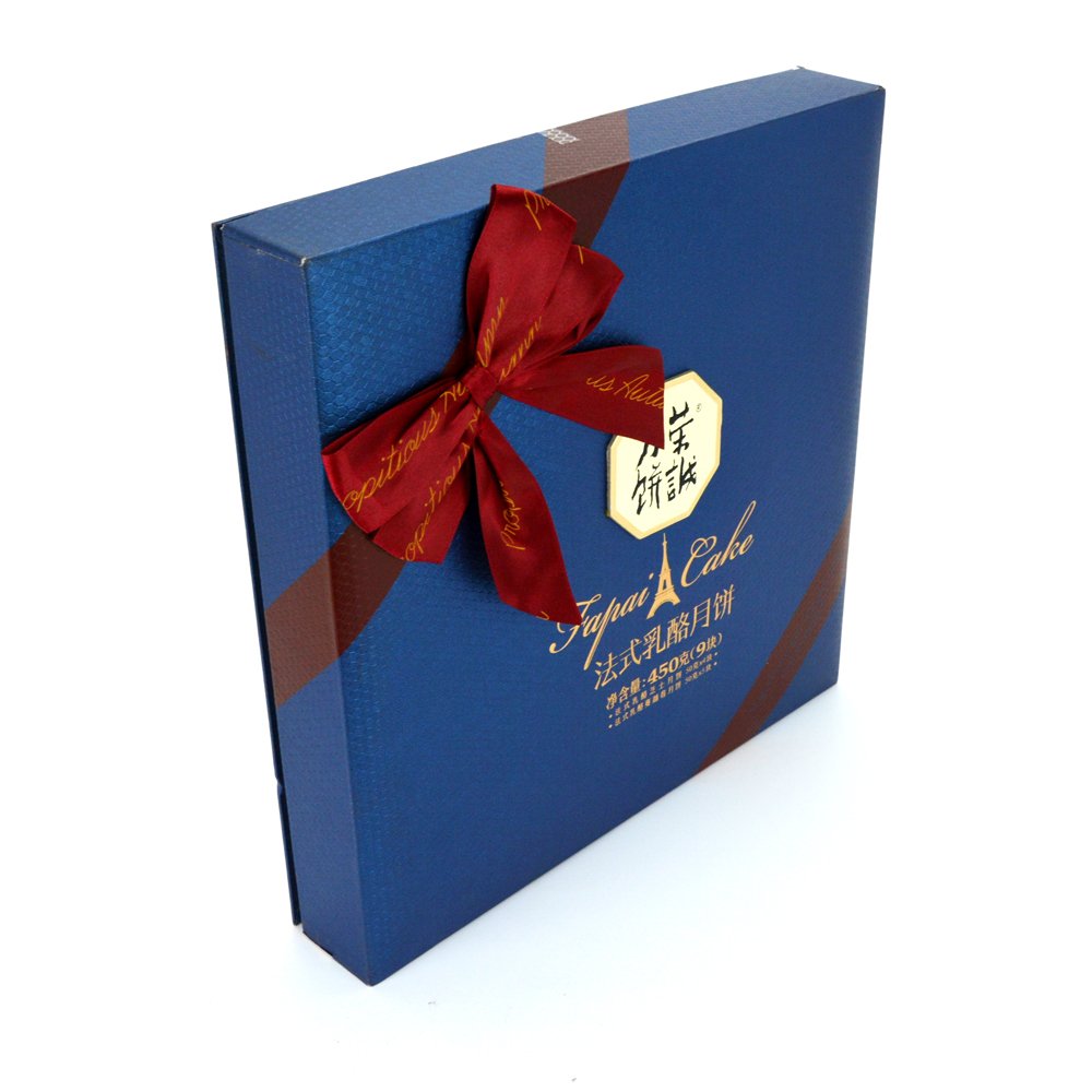 Blue Gift Box With Ribbon Bow Tie For Valentine Luxury Gift Box Chocolate Box Packaging Custom Logo With Lid