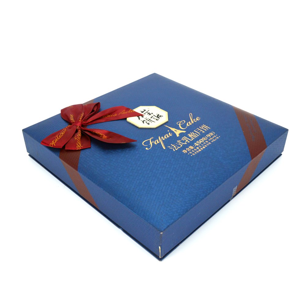 Blue Gift Box With Ribbon Bow Tie For Valentine Luxury Gift Box Chocolate Box Packaging Custom Logo With Lid