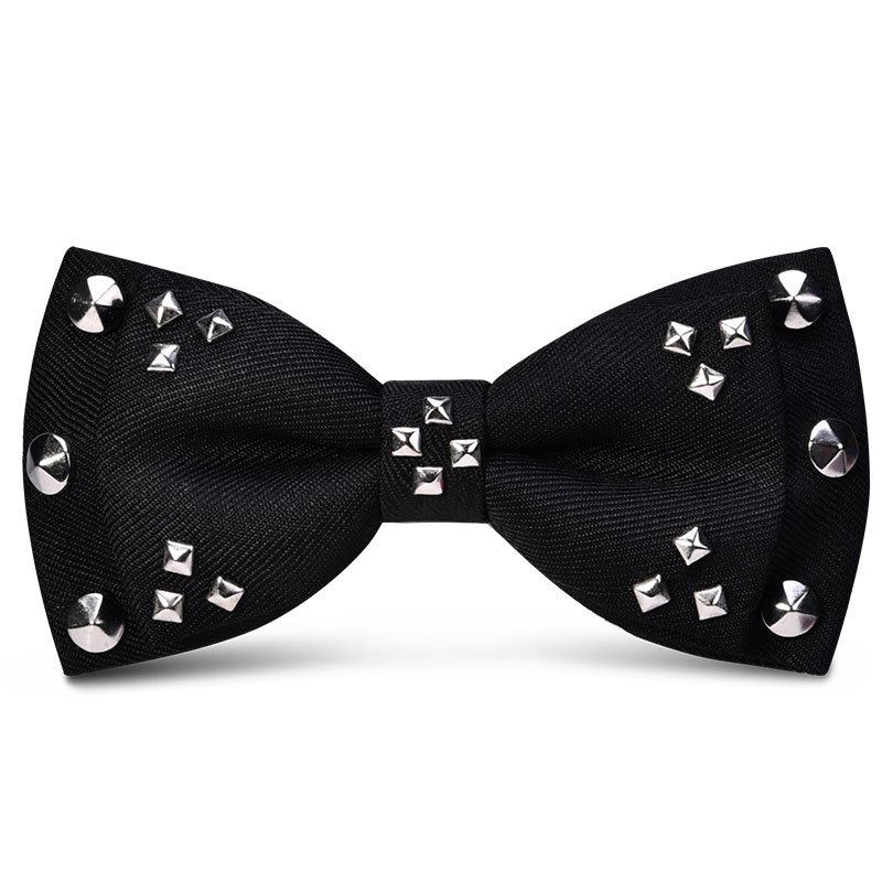 Black Embellished Designer Microfiber Party Wear And Wedding Bow Tie for Men