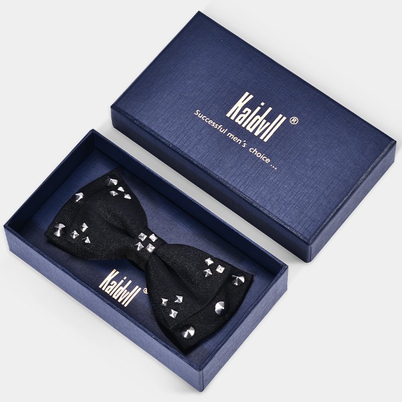 Black Embellished Designer Microfiber Party Wear And Wedding Bow Tie for Men