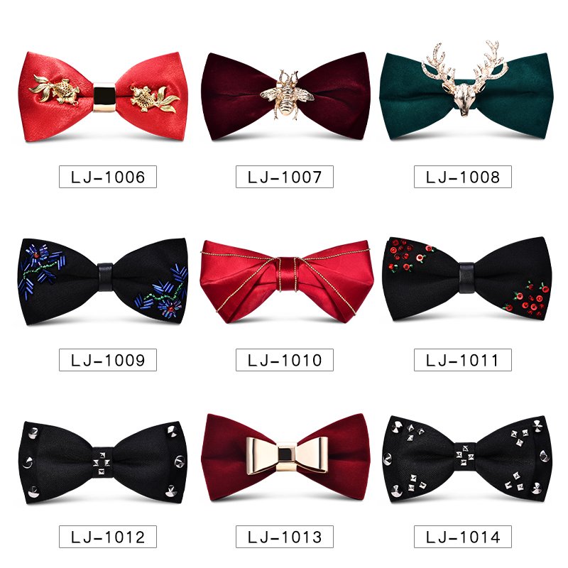Black Embellished Designer Microfiber Party Wear And Wedding Bow Tie for Men