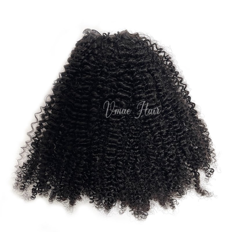 Invisible Slim Thin Exotic Coily Marlei Curl Deep Water Wave Afro Kinky Curly New Hand Tied Genius Weft Human Hair Extension