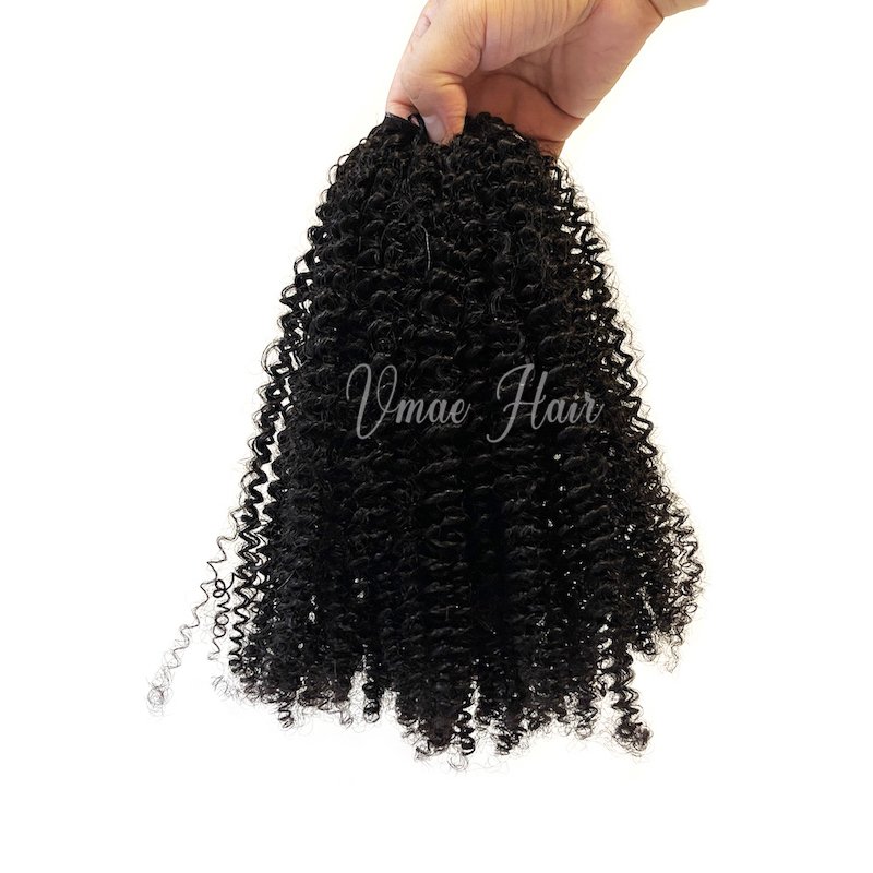 Invisible Slim Thin Exotic Coily Marlei Curl Deep Water Wave Afro Kinky Curly New Hand Tied Genius Weft Human Hair Extension