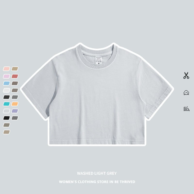 custom printing cotton oversize vintage lose fitting crop top t shirts athletic spandex baby pink gym cropped tee tshirt women