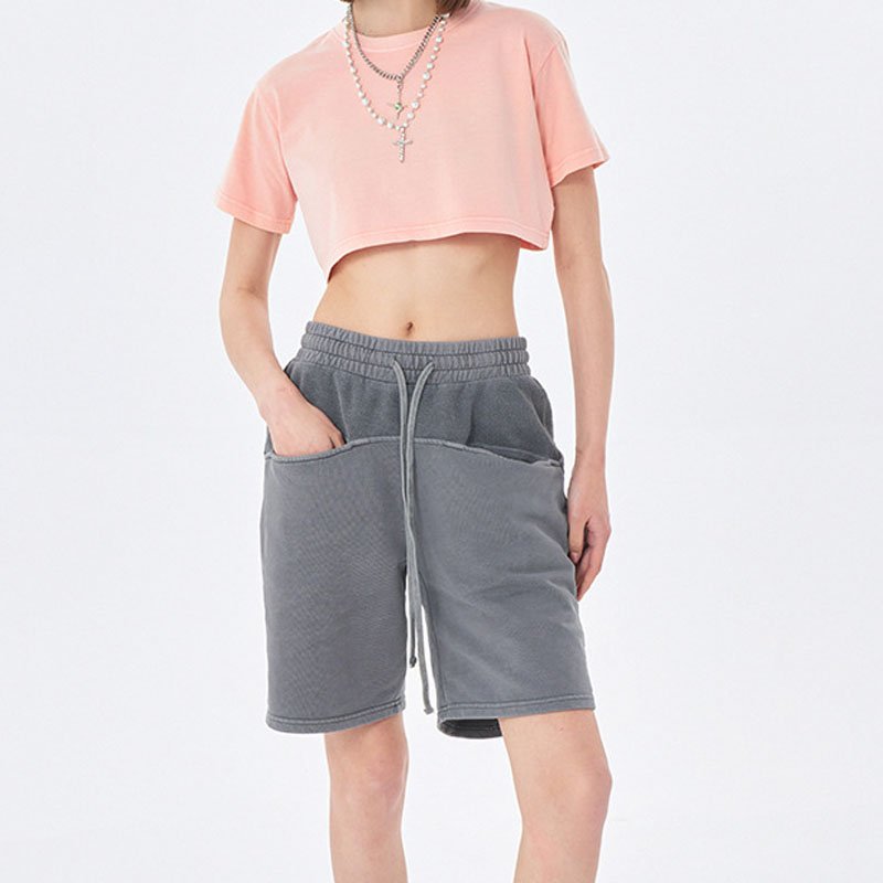 custom printing cotton oversize vintage lose fitting crop top t shirts athletic spandex baby pink gym cropped tee tshirt women
