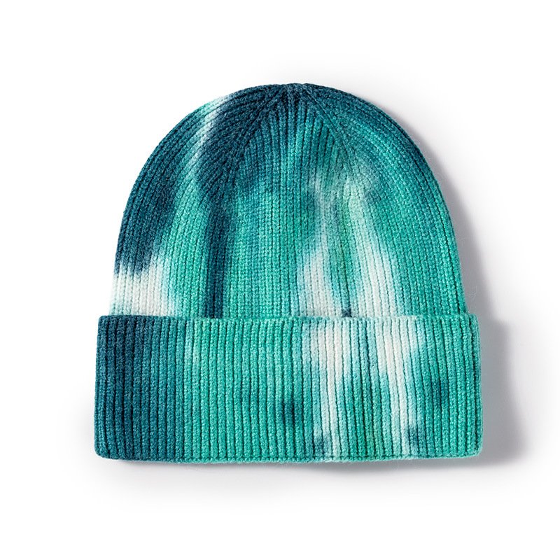 Custom Winter Tie-Dyed Beanie Hat Warm Wool Acrylic Knitted Short Beanie Men Women Cycling Daily Party Scenes Featuring Printing