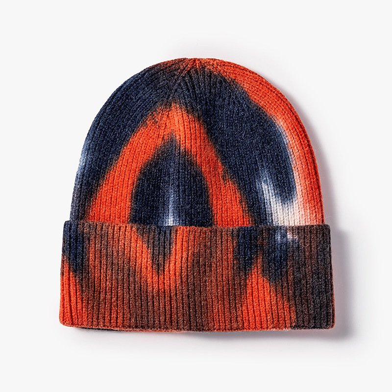 Custom Winter Tie-Dyed Beanie Hat Warm Wool Acrylic Knitted Short Beanie Men Women Cycling Daily Party Scenes Featuring Printing